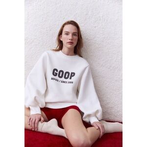 Goop Graphic Puff Sleeve Logo Sweatshirt White XL